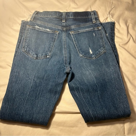Abercrombie & Fitch High Rise Mom Jeans Women’s 23 Distressed Blue Denim - Picture 7 of 16